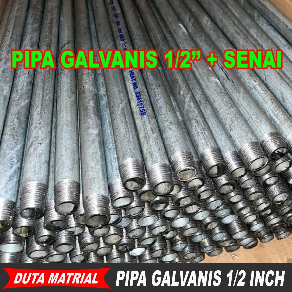 PIPA GALVANIS SPINDO 35CM 1/2 INCH + DRAT / PIPA BESI DRAT 1/2'' PIPA GALVANIS