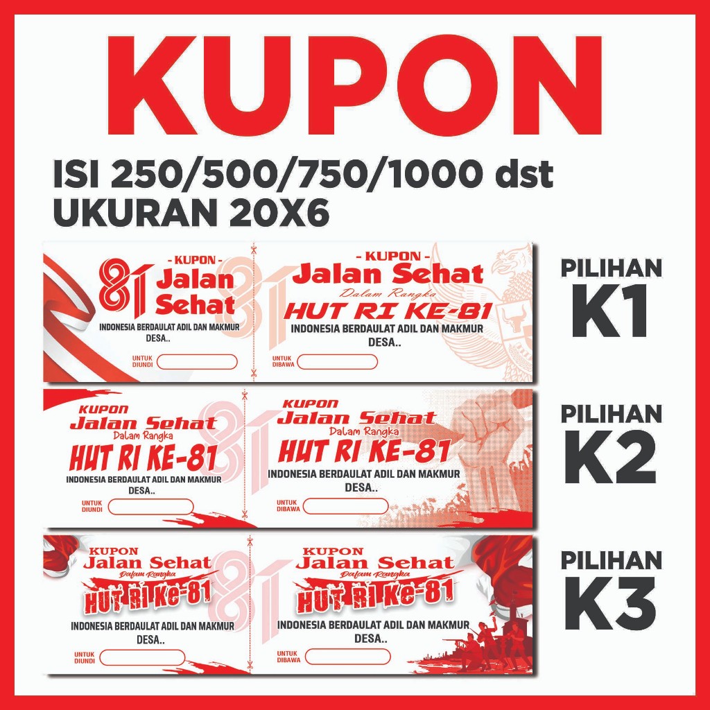 Cetak kupon jalan sehat undian