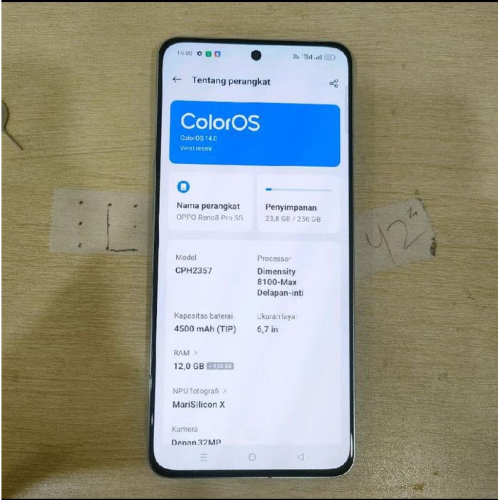 Oppo Reno8 Pro 5G Ram 12/256 Gb Mulus Second