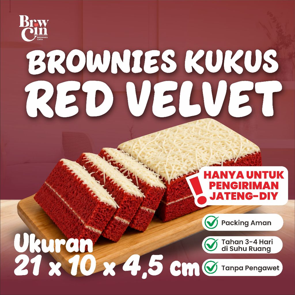 Brownies Kukus Red Velvet Browcin | Brownies Cinta