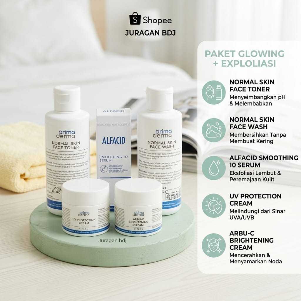 PRIMADERMA Paket Flek Glowing Normal Whitening Skin With Serum Smoothing 10