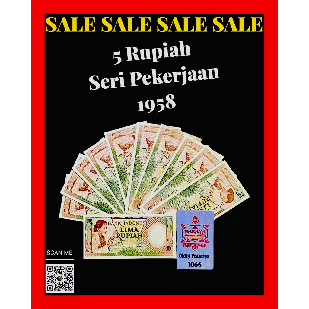 KUNO INDONESIA 5 RUPIAH SERI PEKERJA 1958