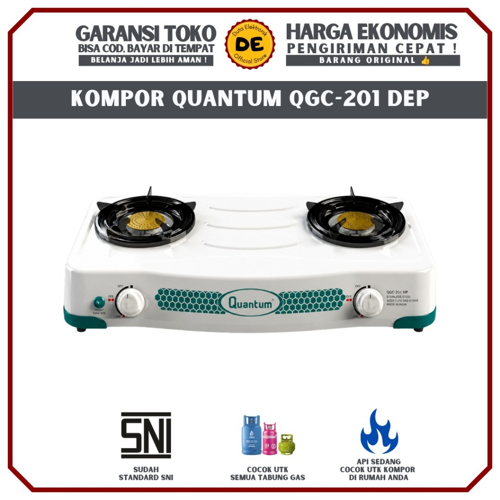 Kompor Gas Quantum 2 Tungku Elektrik QGC-201DEP Tanpa Timer / Kompor Quantum Elektrik / Tanpa Timer
