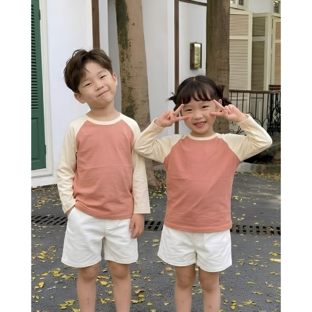 TUFLA KIDS - RAGLAN KAOS POLOS ANAK UNISEX BAHAN COTTON COMBED 24S