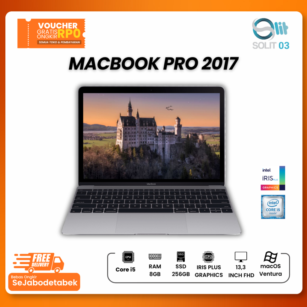 MacBook Pro 2017 Core i5 SSD 256GB RAM 8GB Retina 2K macOS Ventura Mulus Bergaransi – Laptop Second 