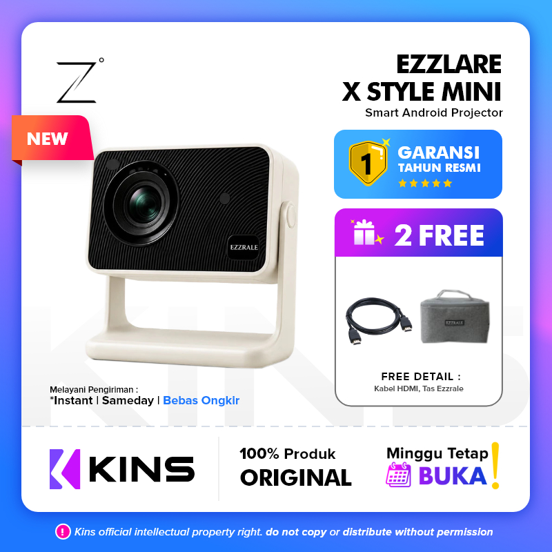 EZZRALE SMART PROYEKTOR LCD X STYLE MINI 720P 3500 Lumens Smart Android Projector 9.0