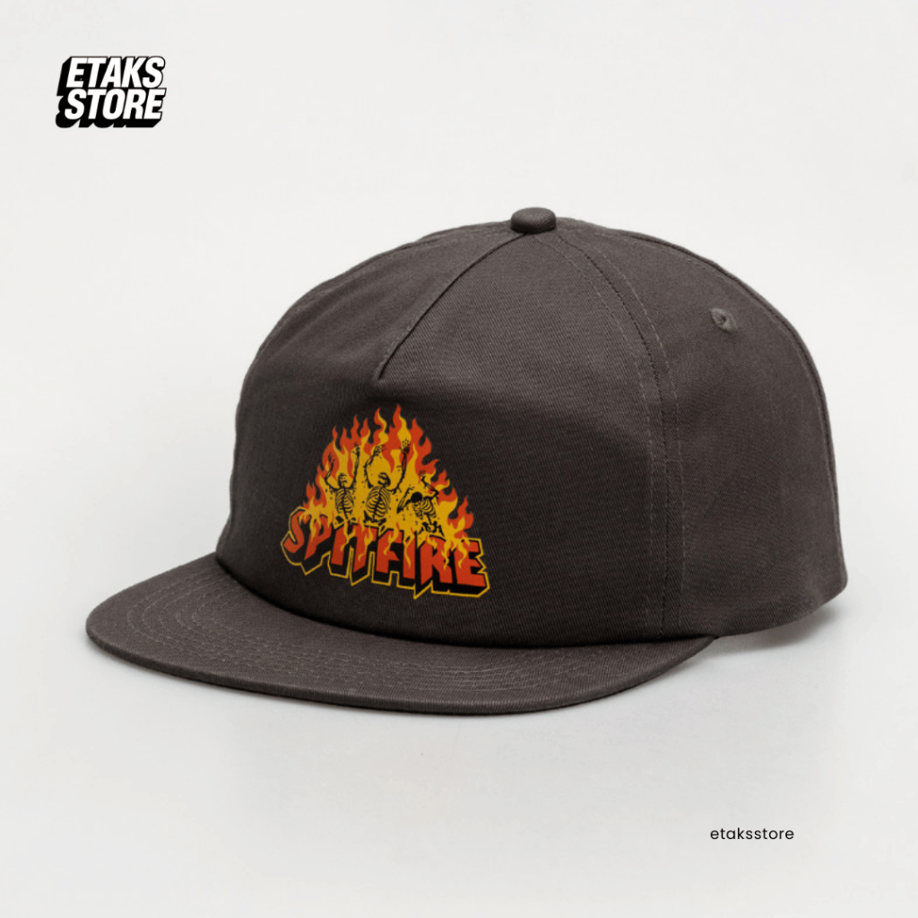 Topi Spitfire Hellfire Snapback Hat Charcoal | Skateboard Headwear | Strapback Snapback Trucker| Imp