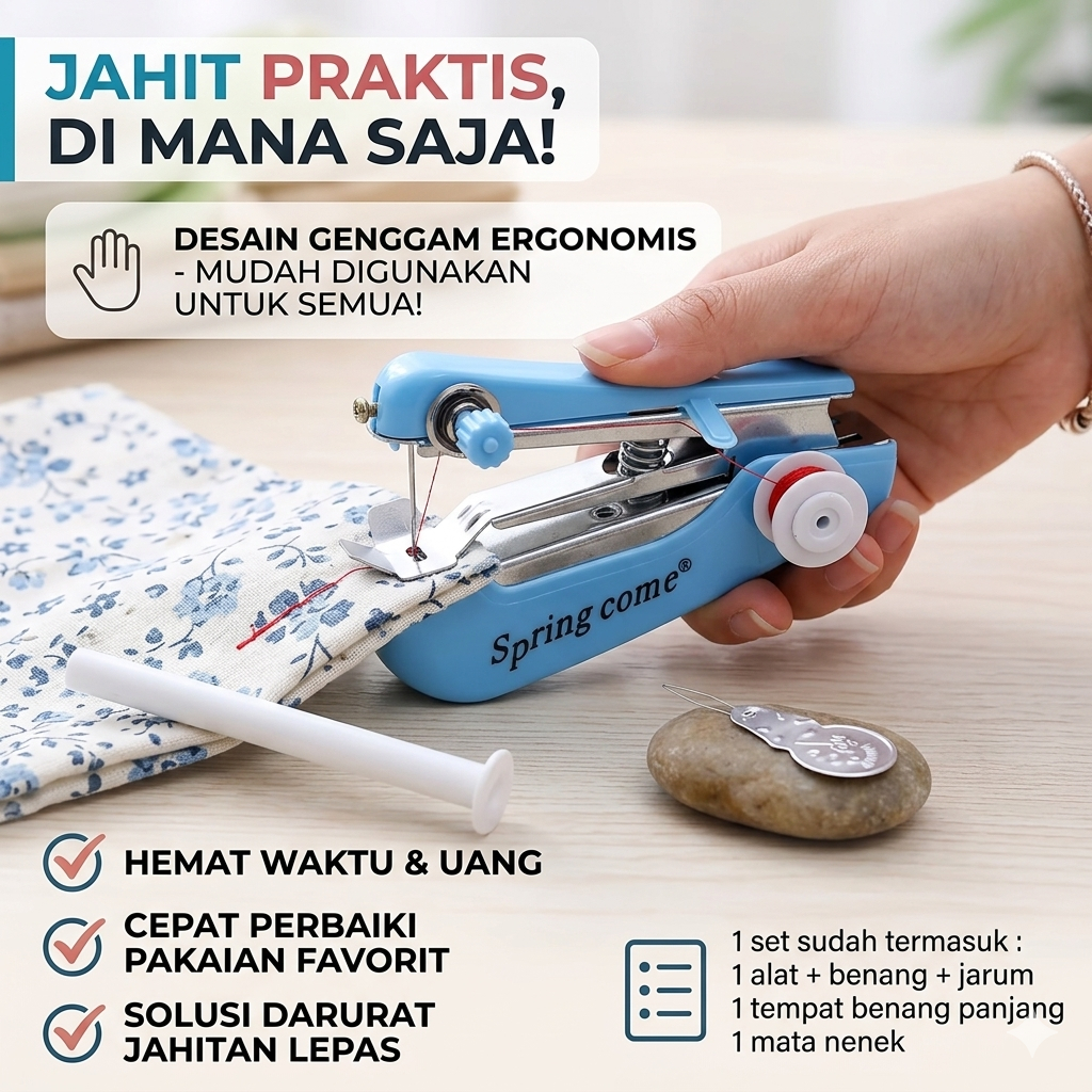 [ SUPER ] Mesin Jahit Portable Mini  Mesin Jahit Tangan Spring Come Alat Jahit Mini Mesin Jahit Mini