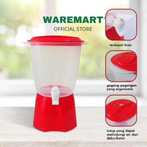 WAREMART Dispenser Plastik Air Minum Dengan Kran 4 Liter MPW Tempat Teh Poci Minuman