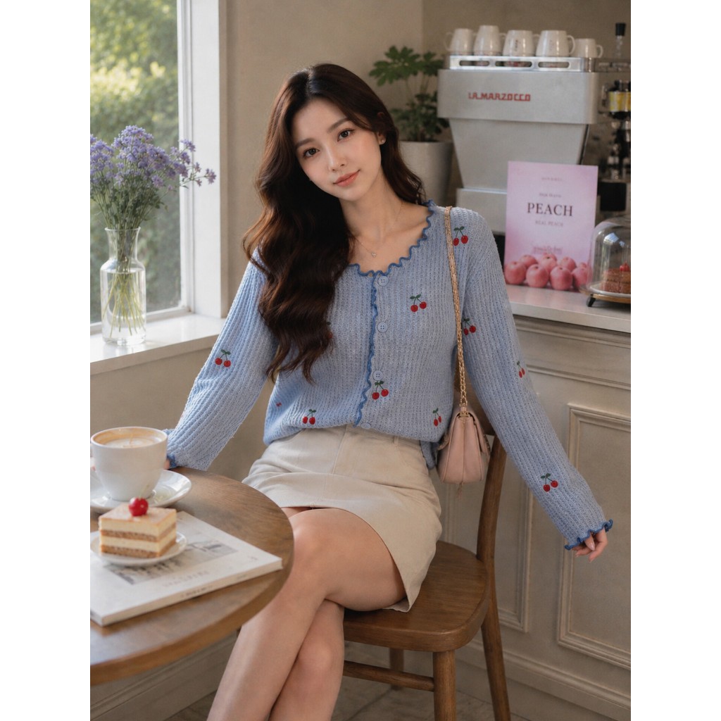 Outerwear Cardigan Waffle Cherry | Waffle-On Cardigan