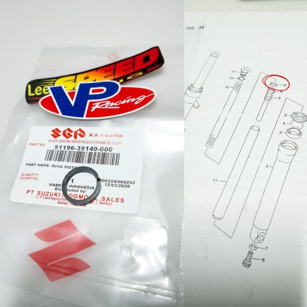 Ring seal suling shok shock shockbreaker depan satria 2t 2 tak lumba hiu fu shogun smash tornado ori