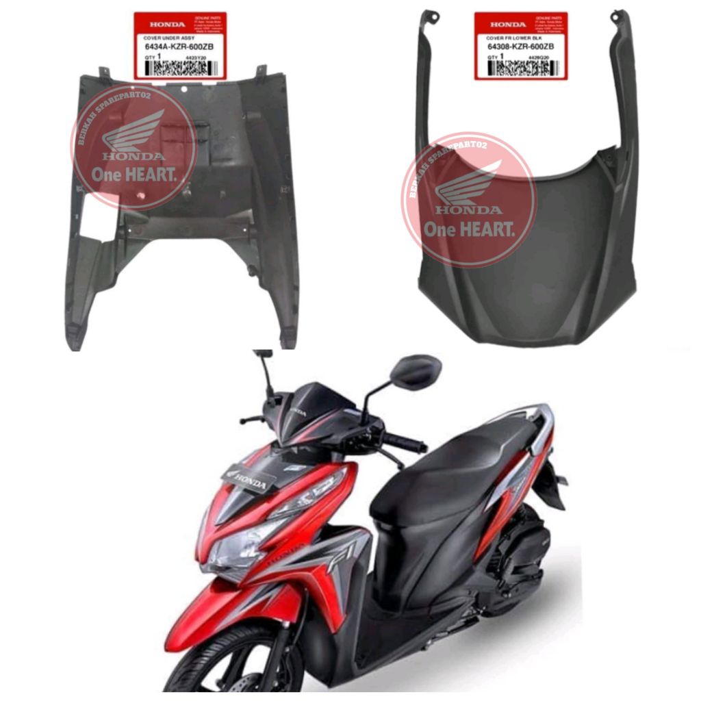 6434A-KZR-600ZB 64308-KZR-600ZB Cover Dek Bawah Kolong Dek Paru Lumpur Vario Techno 125 Fi Old 2012 
