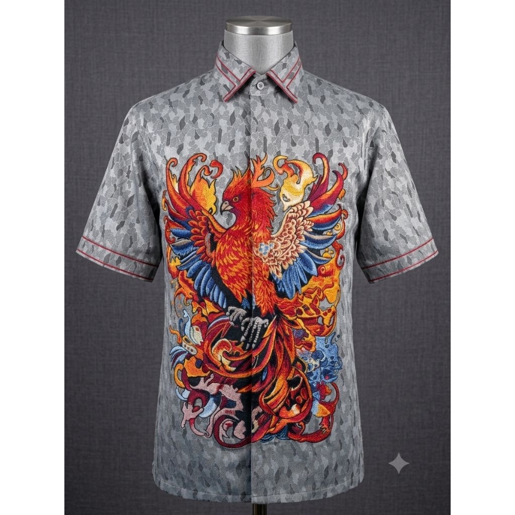 KEMEJA BORDIR MOTIF BURUNG JATAYU
