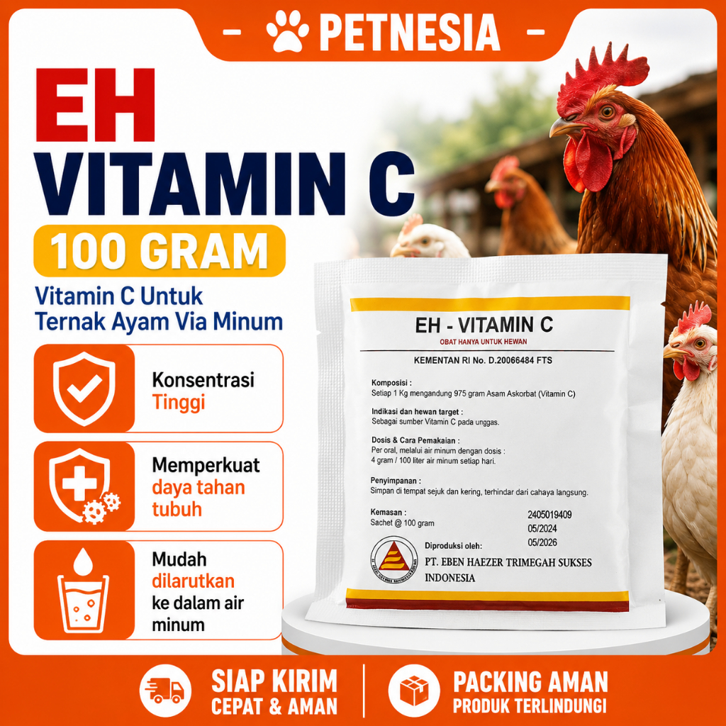 EH VITAMIN C 100 GRAM - Vitamin C Untuk Ternak Ayam Via Minum