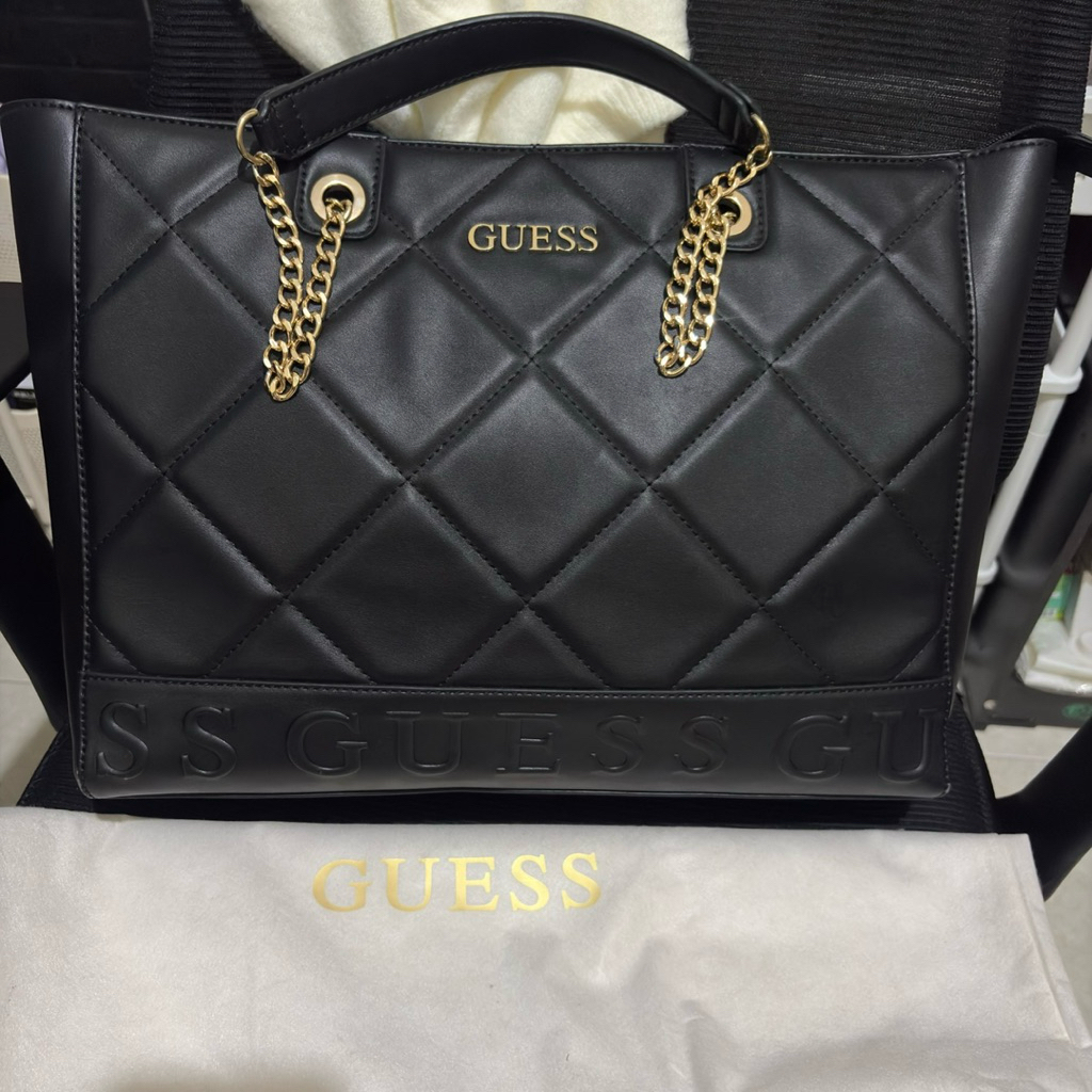 GUESS BLACK QUINCEY TOTE BAG