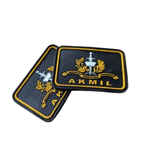 patch rubber logo akmil kotak - tempelan emblem karet aksesoris