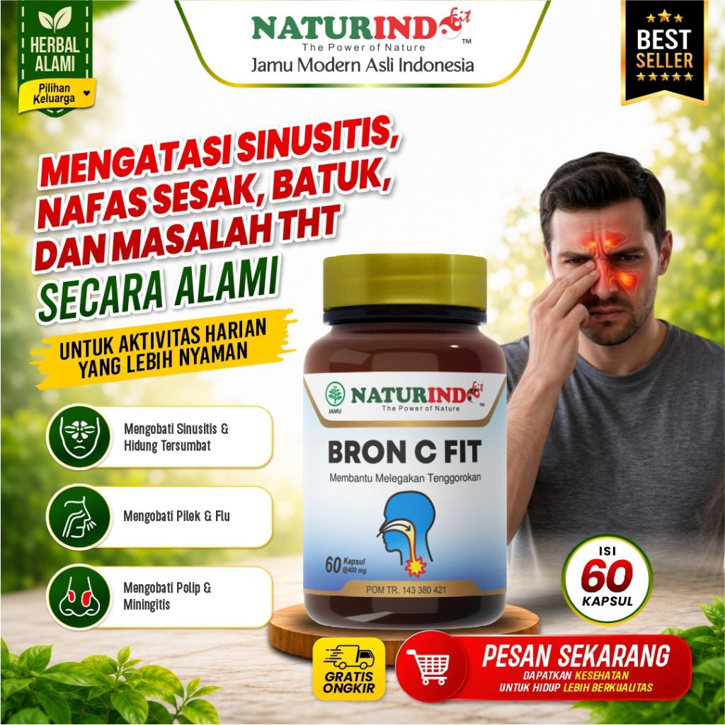 Obat Sinusitis Polip Mimisan Hidung Paling Ampuh Tanpa Operasi Herbal Sinusitis NATURINDO BRON C FIT