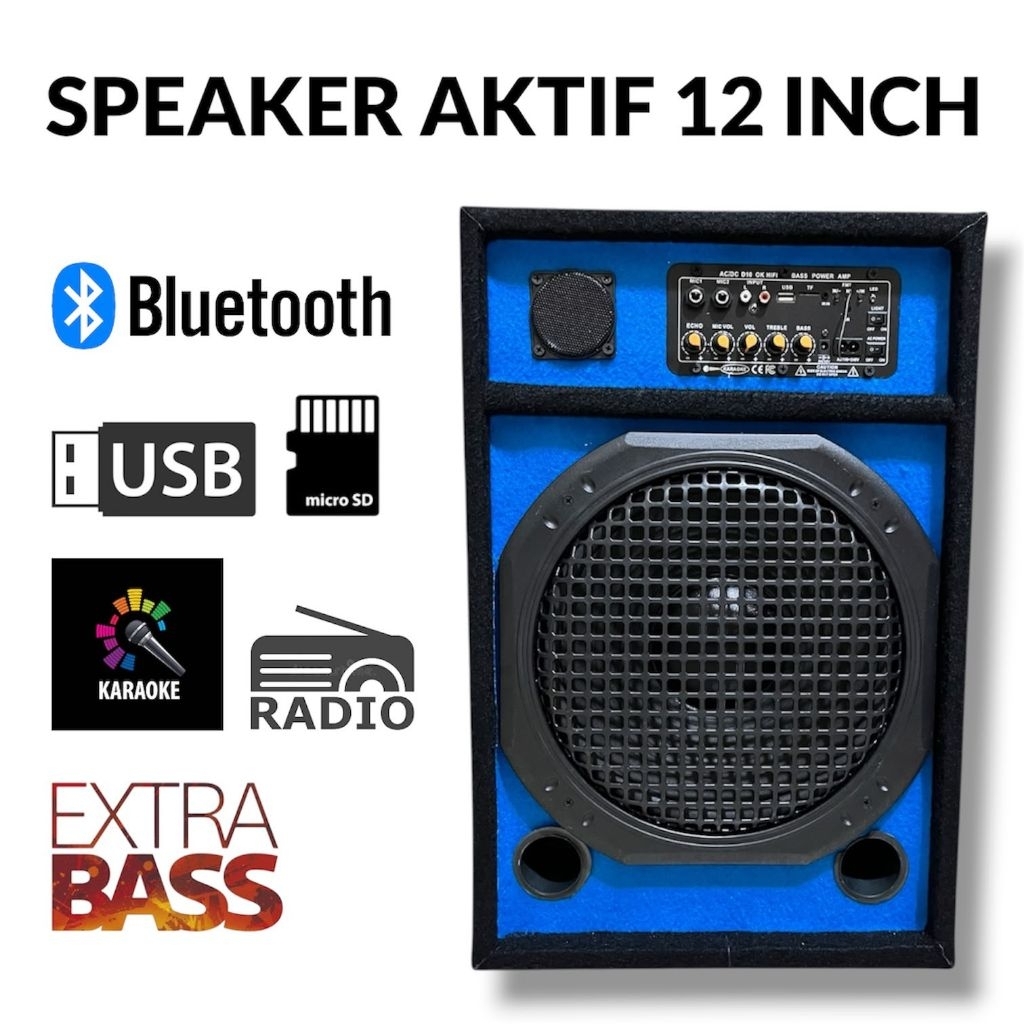 12 in Speaker Aktif 12 Inch Sound System Karaoke Bluetooth Radio USB ukuran besar suara bagus