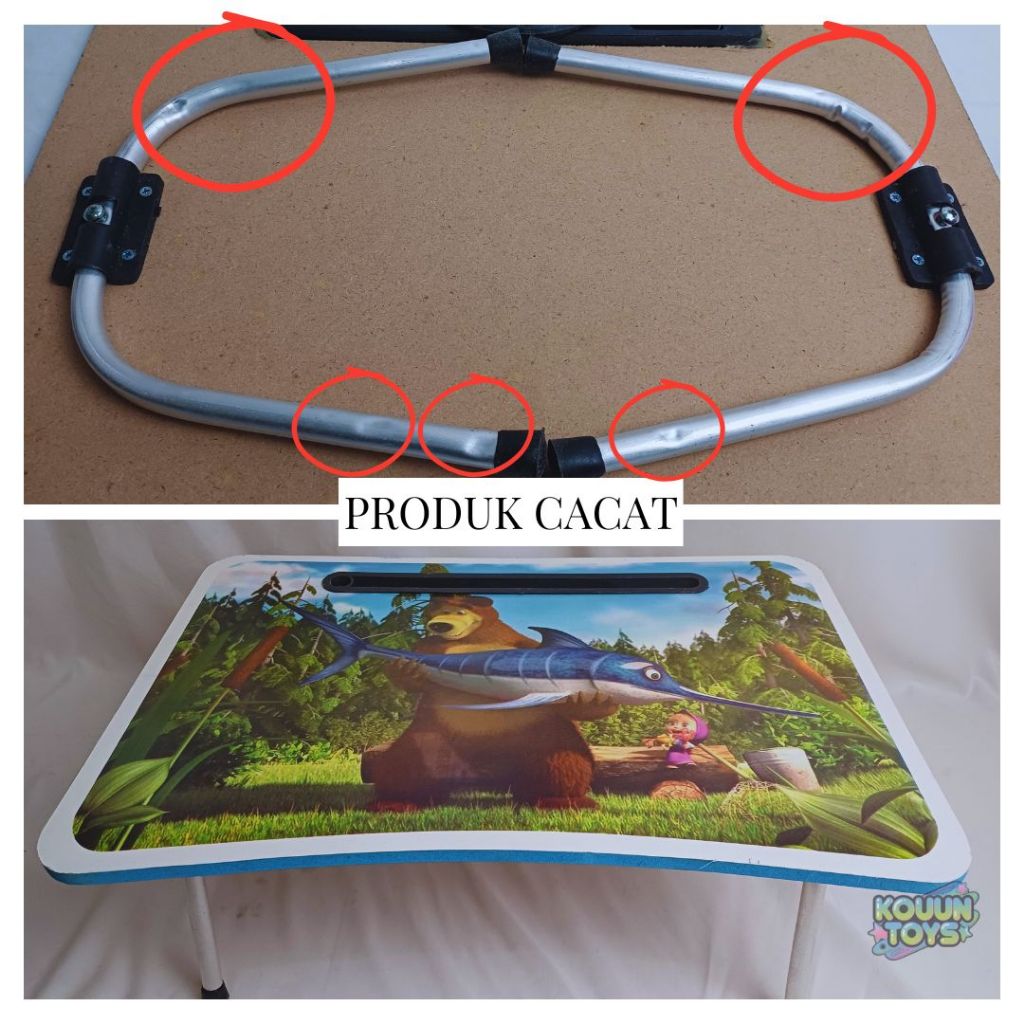 Meja Belajar Anak Karakter Lipat Material Kayu Kaki Besi Stainless Tinggi 18 CM