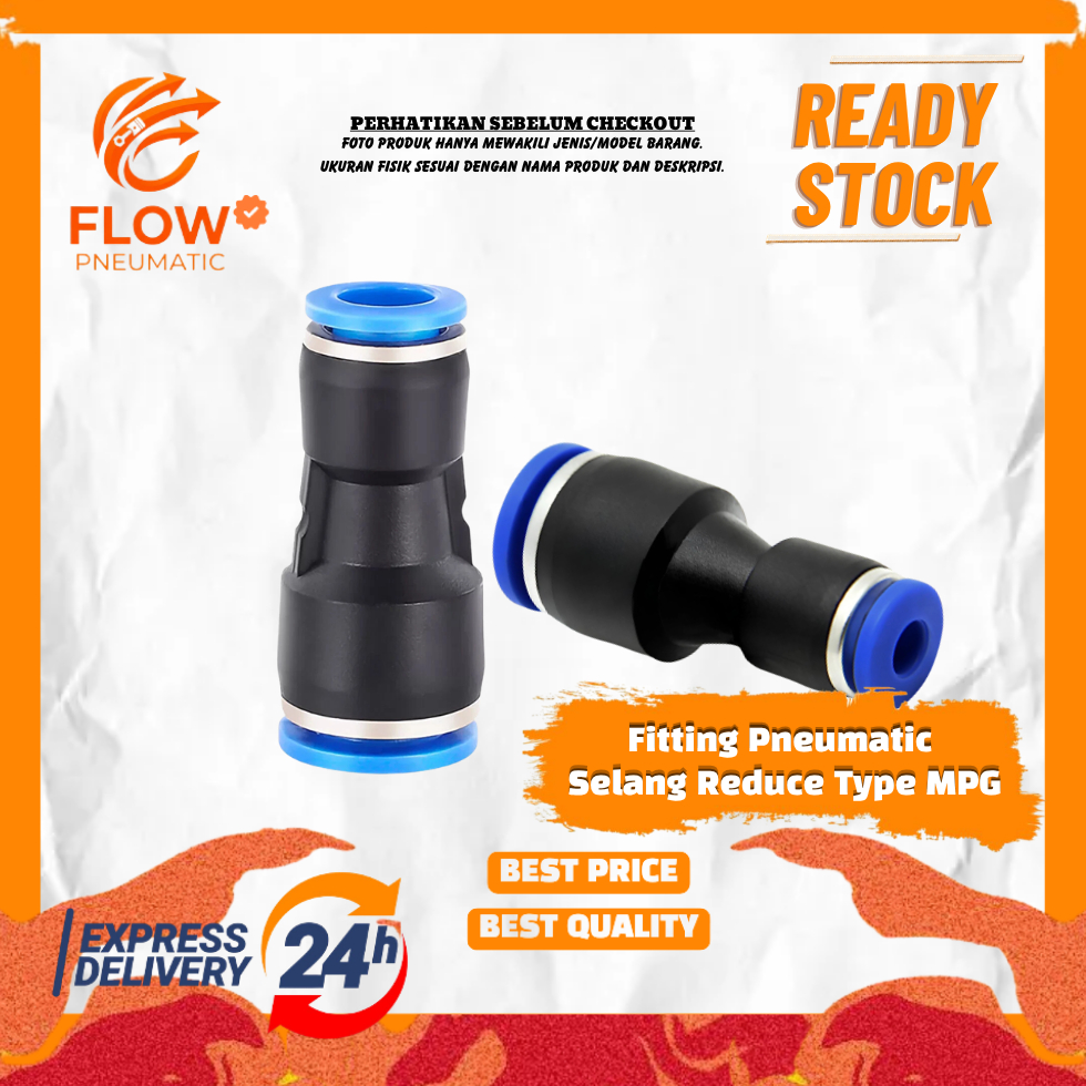 PG FITTING REDUCER LURUS PNEUMATIC SLIP LOCK SELANG 10MM KE 6MM TYPE MPG 10MM X 6MM