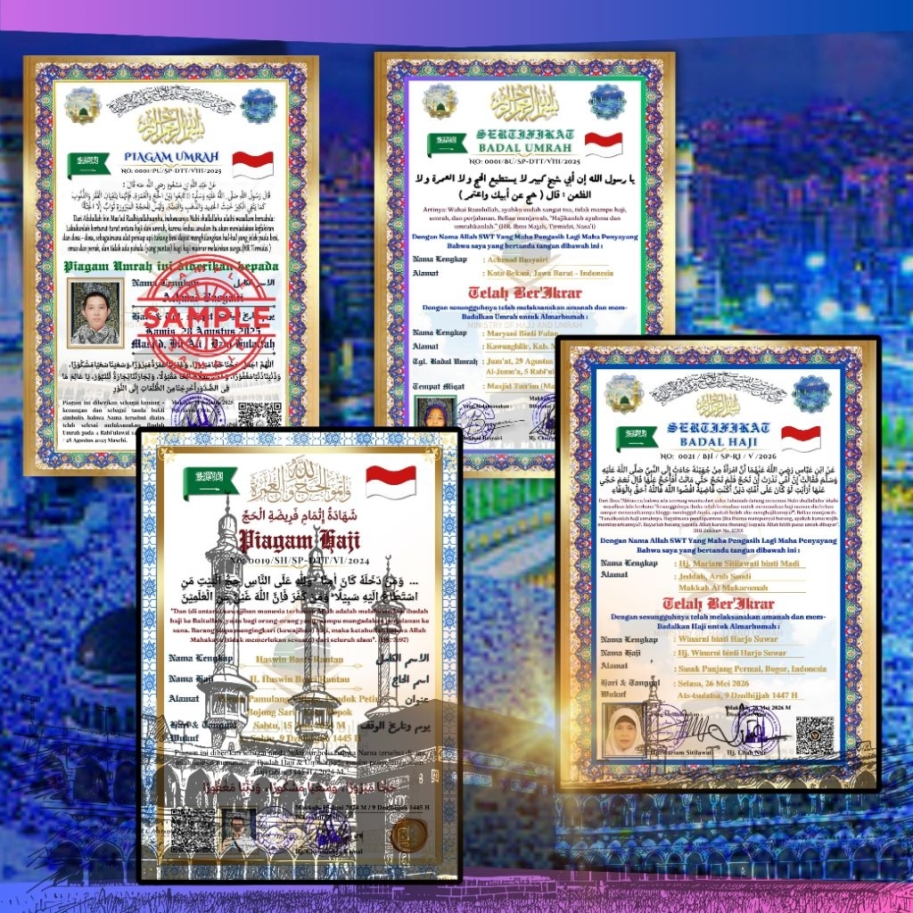PIAGAM HAJI | PIAGAM UMRAH | SERTIFIKAT BADAL HAJI | SERTIFIKAT BADAL UMRAH