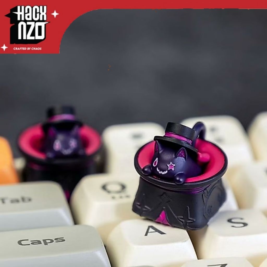 Keycaps Lyney Mischievous Hat Cat Genshin Impact | Artisan Resin Handmade