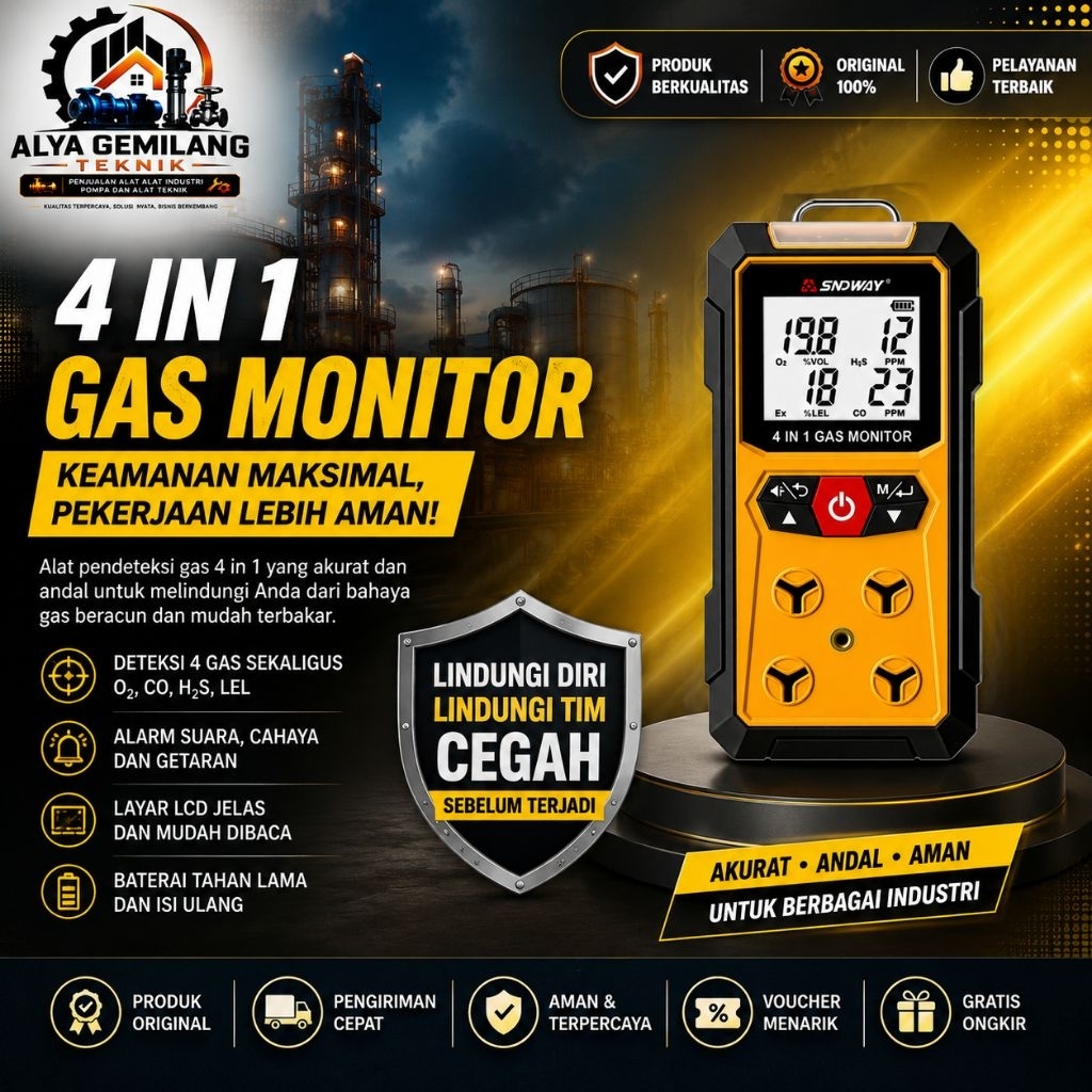 Gas Detector Sndway SW-7500A CO H2S O2 EX 4in Combustible LEL Sensor SW7500 Detektor