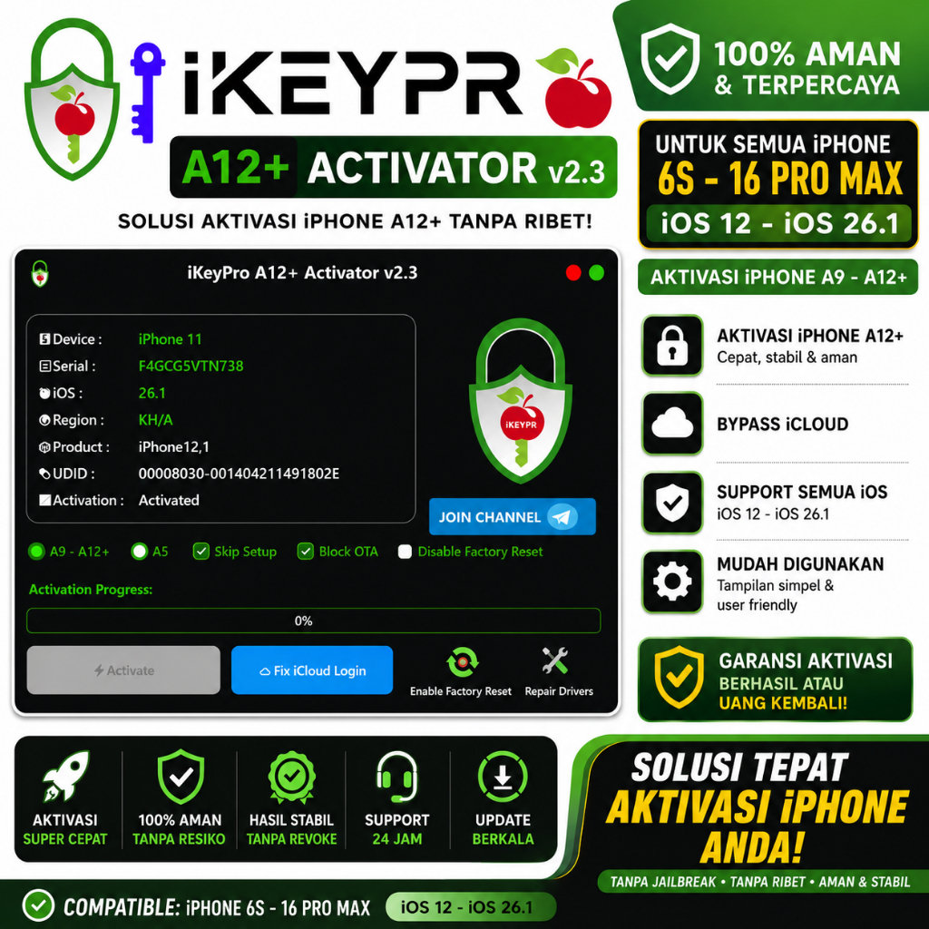 Bypass iPhone 6 - iPhone 16 Pro Max Sekali Klik DONE Tanpa Jailbreak