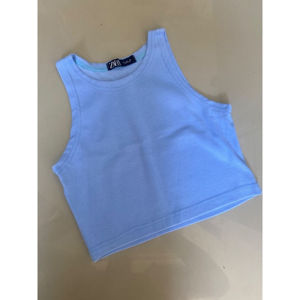 Zara Baby Blue Crop Tank Top