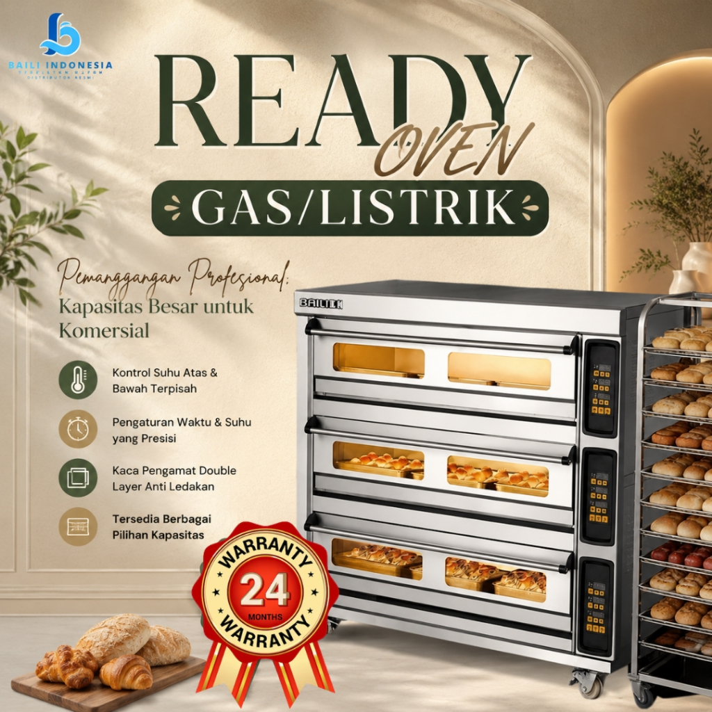 BAILI OVEN LISTRIK/GAS DIGITAL KOMERSIAL  MESIN OVEN BESAR GARANSI 24BULAN pemanggang roti bolu full
