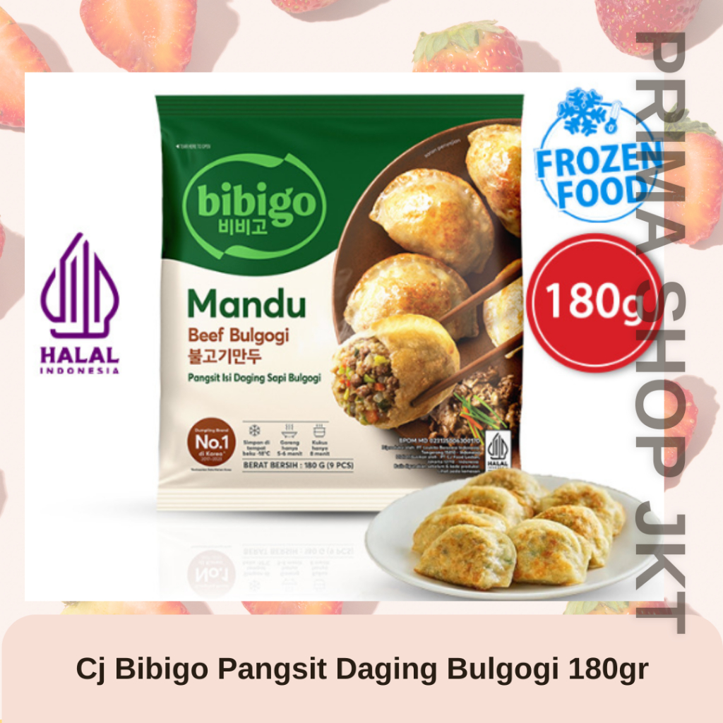 Bibigo Mandu Bulgogi Sapi 180gr Halal Cj Pangsit Gyoza khas Korea isi Daging Sapi Frozen Food