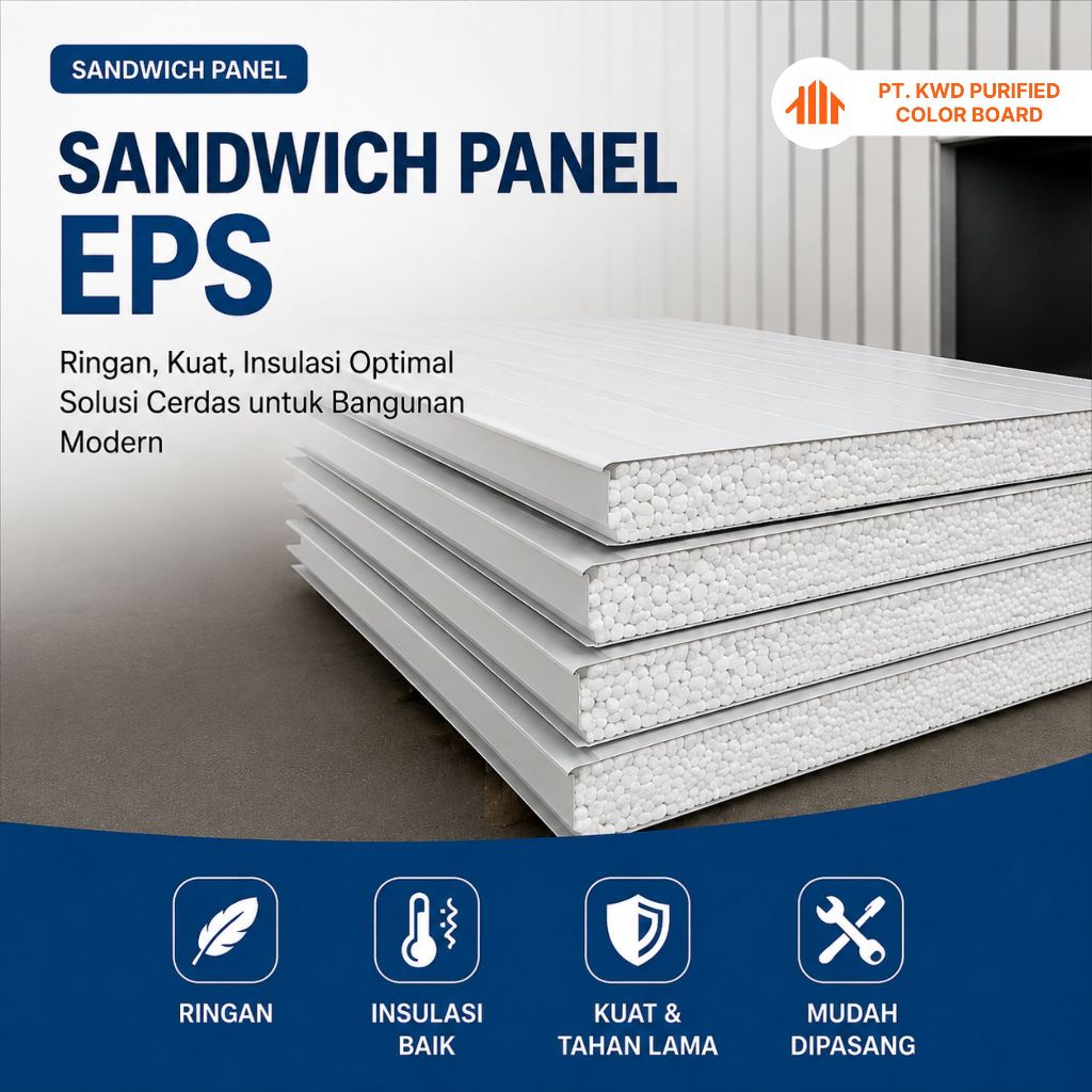 Sandwich Panel EPS 50mm – Panel Insulasi Dinding dan Atap Clean Room
