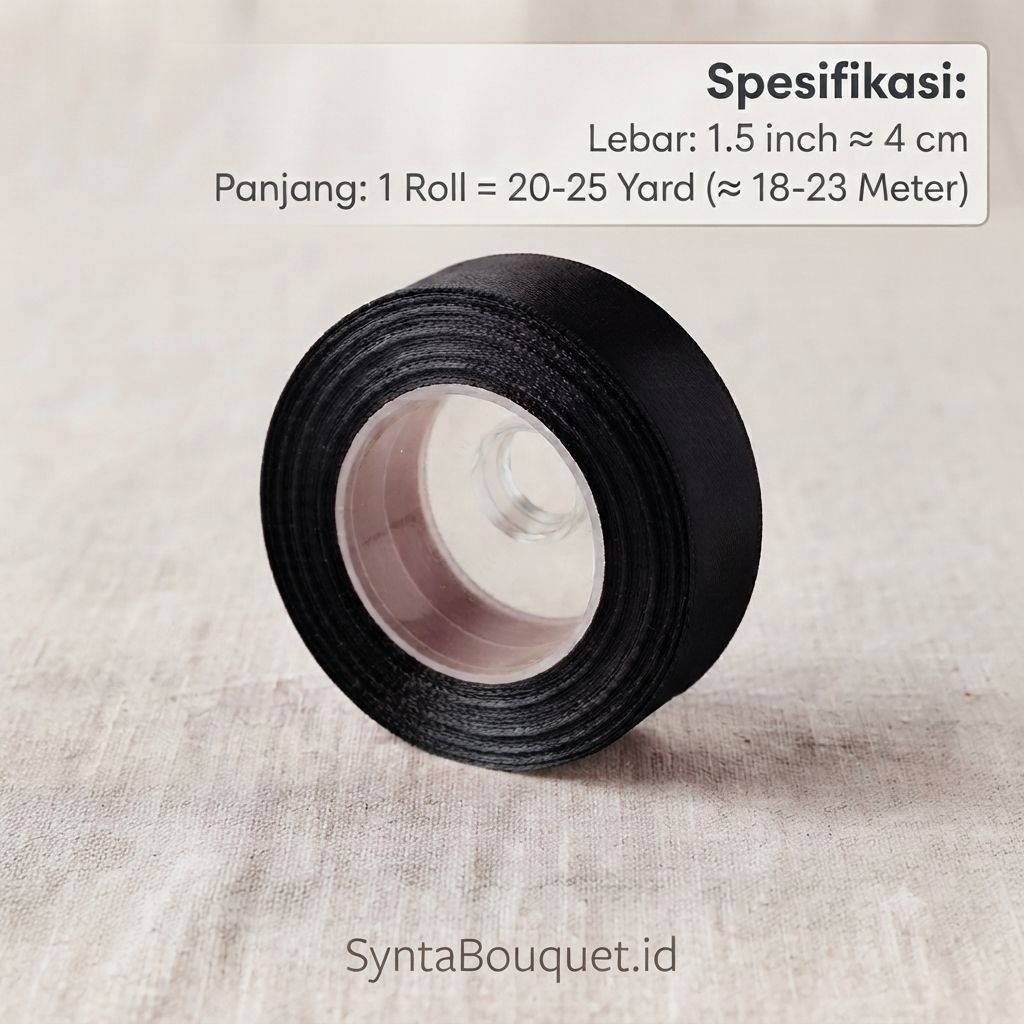 (1 Roll) Pita Satin 4 cm, Pita Satin Buket, Pita Satin Hampers, Pita Satin 4cm Untuk Hampers, Pita S