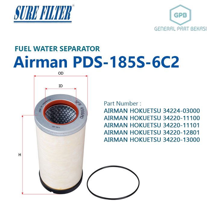 Fuel Filter Solar Water Separator Airman PDS-185S-6C2 34220-13000 34220-11100 Sure Filter