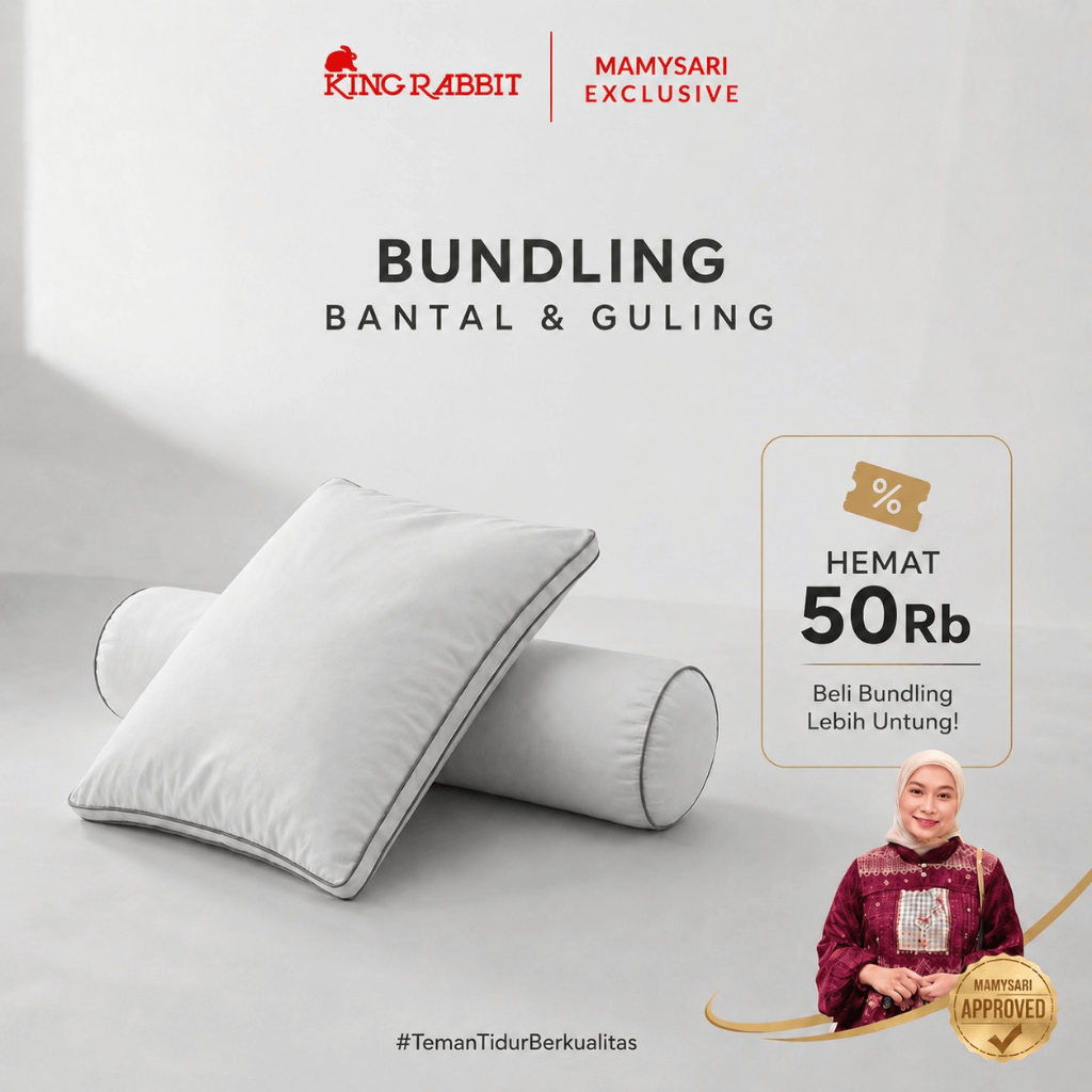 [Hemat 50Rb] MAMYSARI X King Rabbit Cloudy Pillow + Cloudy Bolster / Paket Bantal & Guling Nanofiber