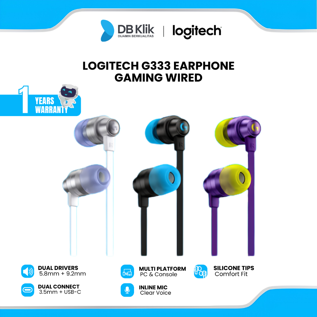 Logitech G333 Earphone Gaming Wired - G333 Gaming Earphone