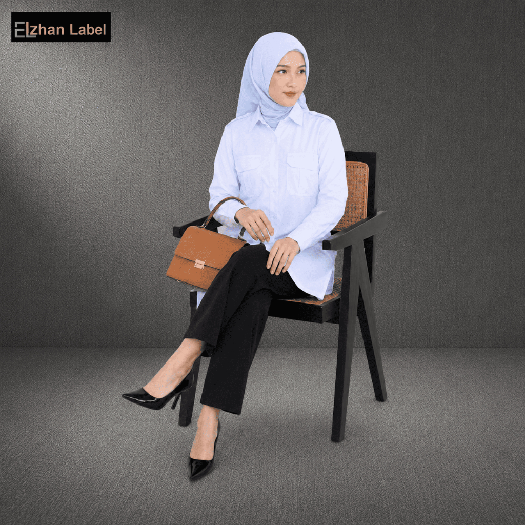 Elzhan Label - Tunik PDH Wanita Putih Seragam Kerja Japan Drill