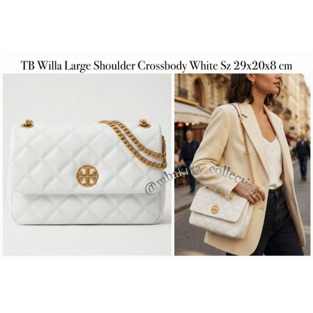 TB Willa Large Shoulder Crossbody White