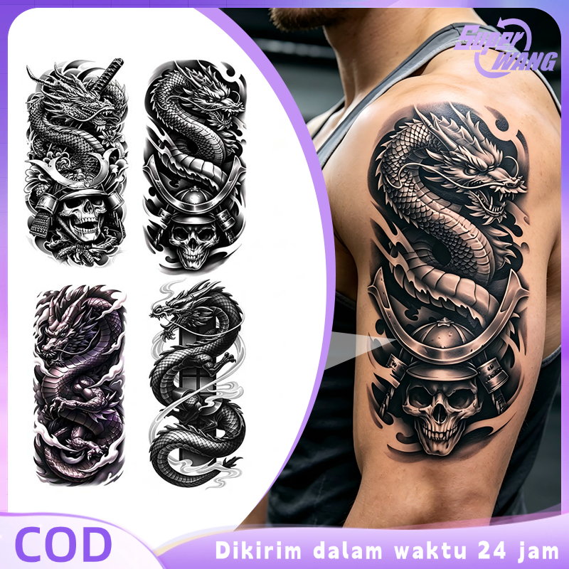 Tato Temporer Keren 4pcs/Set Tato Yakuza Temporer Tahan Lama Temporary Tatto Tatto Temporer Naga
