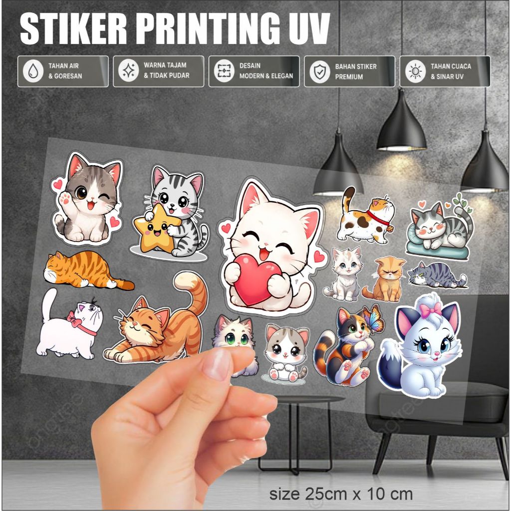 Stiker kucing paketan stiker lucu imut,sudah waterproof
