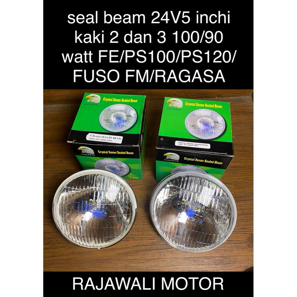 SEAL BEAM/SEALED BEAM/HEADLAMP/LAMPU DEPAN 24v 5 INCHI KAKI 2 DAN 3 100/90 WATT COLT DIESEL PS100 12