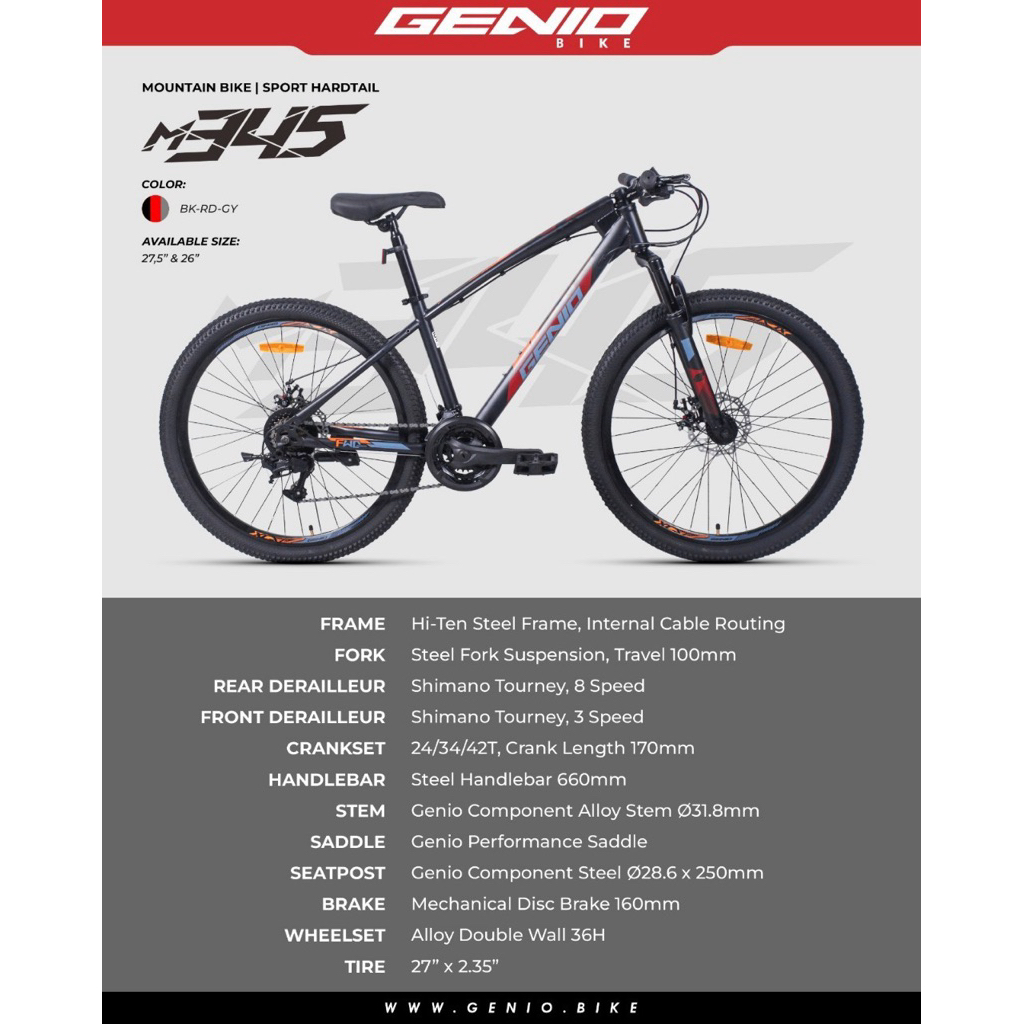 Sepeda MTB 26 Genio M345 3 x 8 Speed