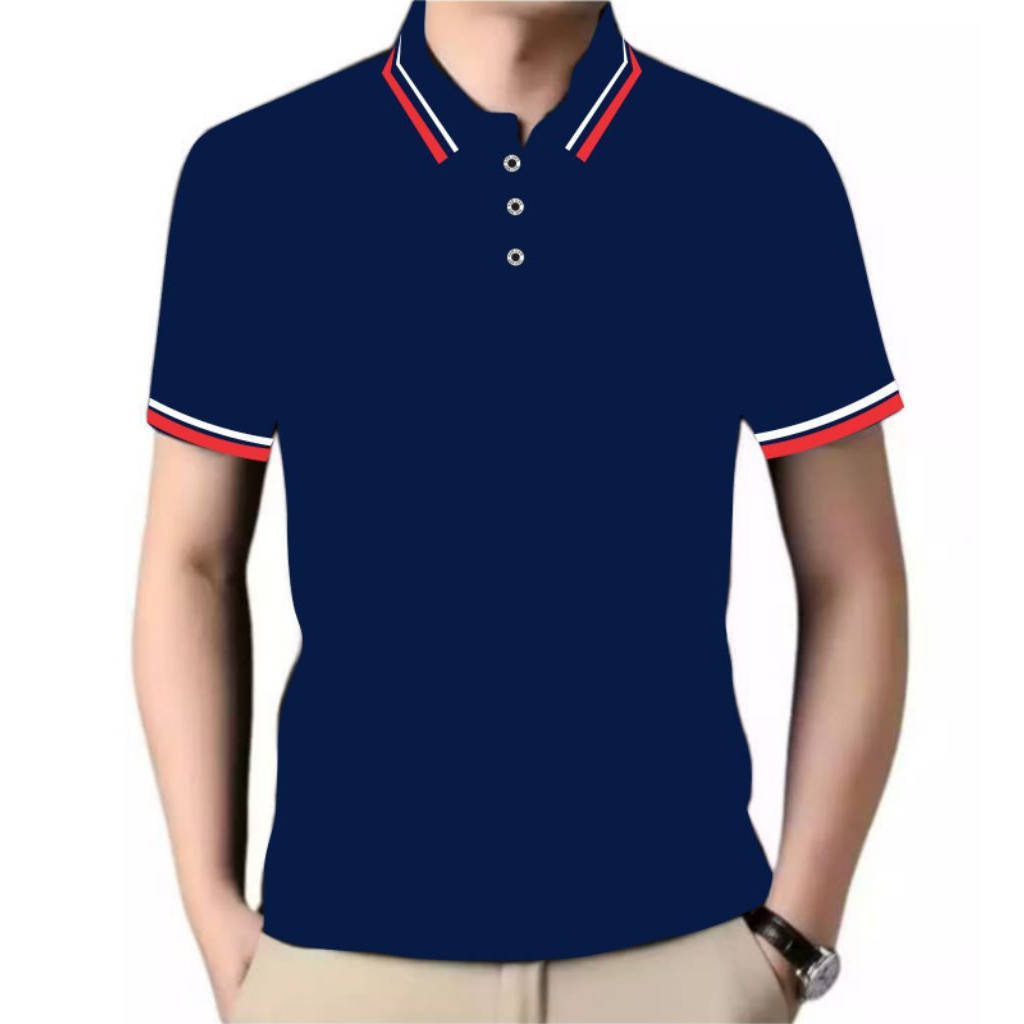 Kaos Kerah lis merah putih / Kaos kerah pria lis putih merah / kaos kerah polos lis putih merah