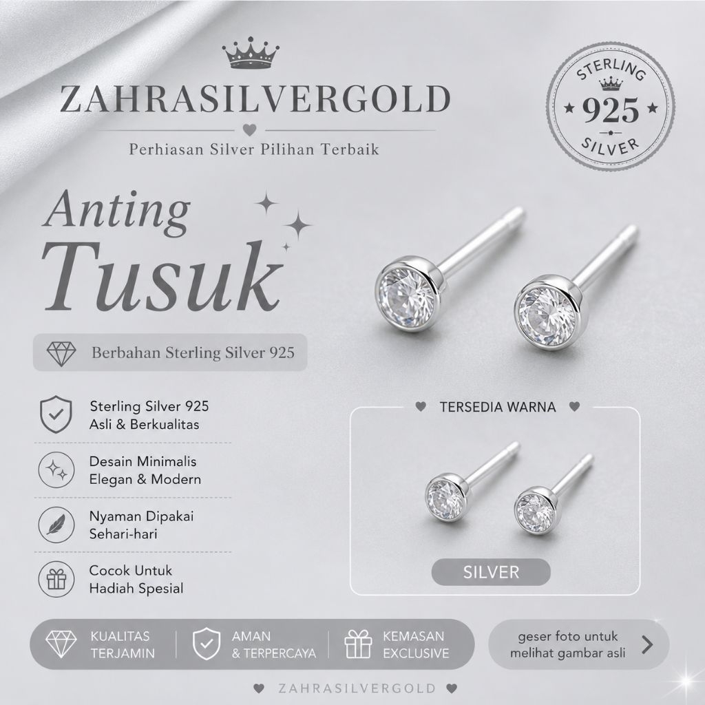 Anting Tusuk Giwang Mata Burung 0.5GR PERAK Silver 925 (Terima Jual Kembali)