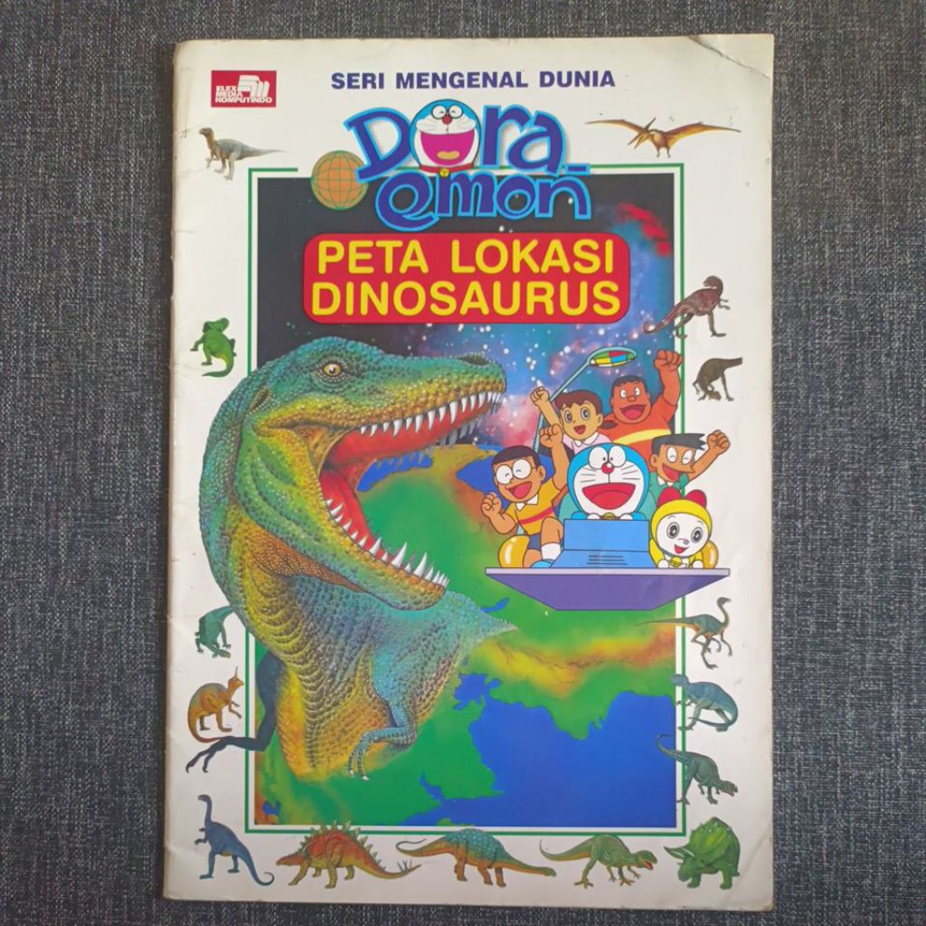 preloved • seri mengenal dunia • doraemon • peta lokasi dinosaurus • elexmedia Komputindo