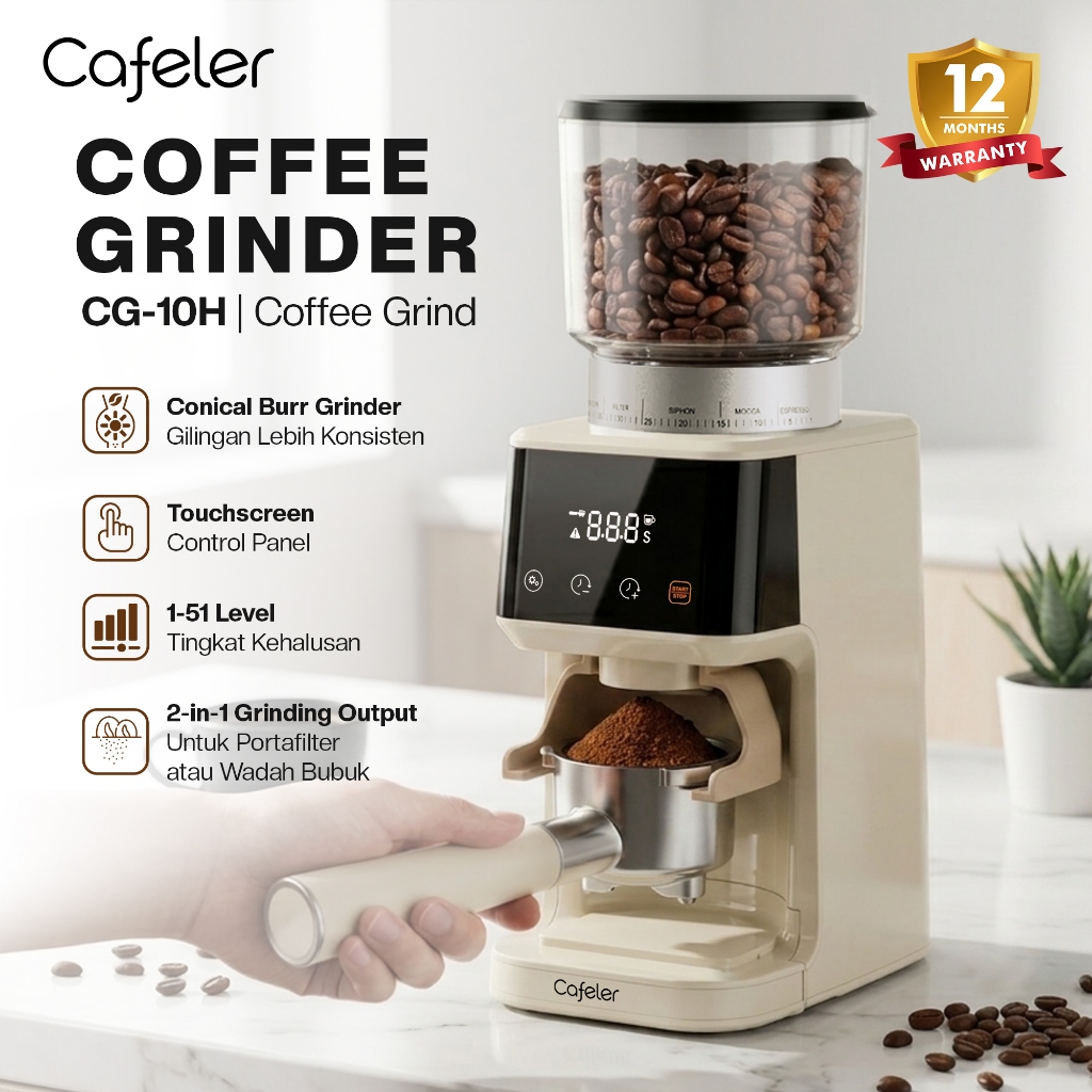 Cafeler Coffee Grinder Penggiling Kopi Digital 51 Size + Microswitch