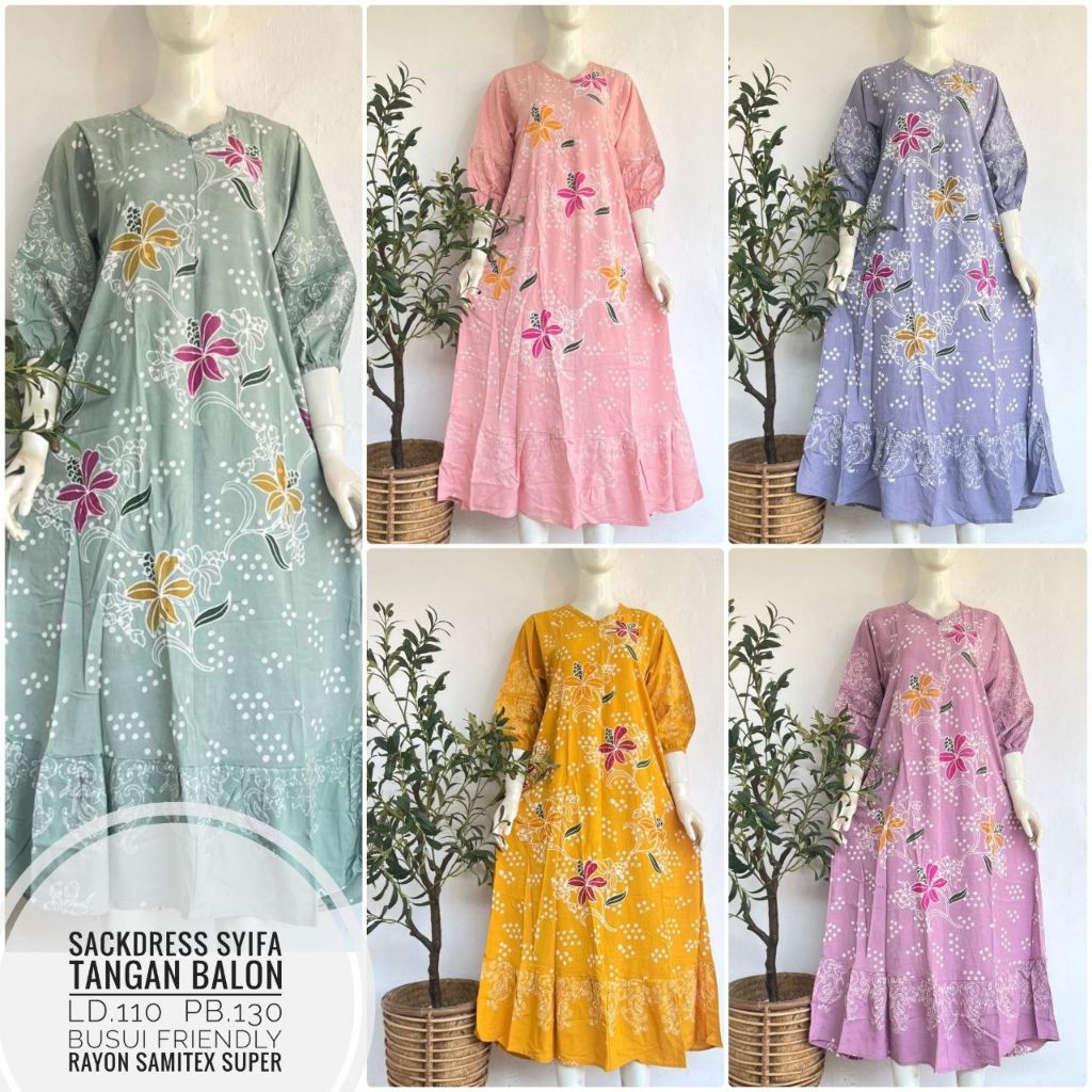 (6)Daster Panjang Dress midi fenty busui sackdress shanum kayla zahra long kinan rosa samitex daster