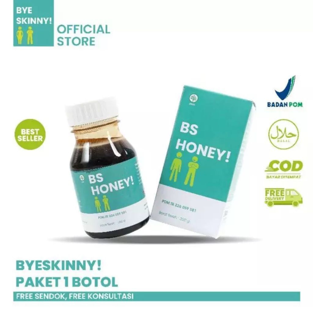 BS HONEY BYE SKINNY Penggemuk Badan Asli 350g - Meningkatkan Nafsu Makan, Memperbaiki Metabolisme, M