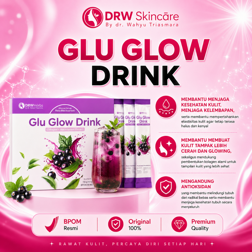 DRW Skincare Glu Glow Drink L-Glutathione - Formula untuk Kulit Cerah, Glowing & Sehat | BPOM Resmi 