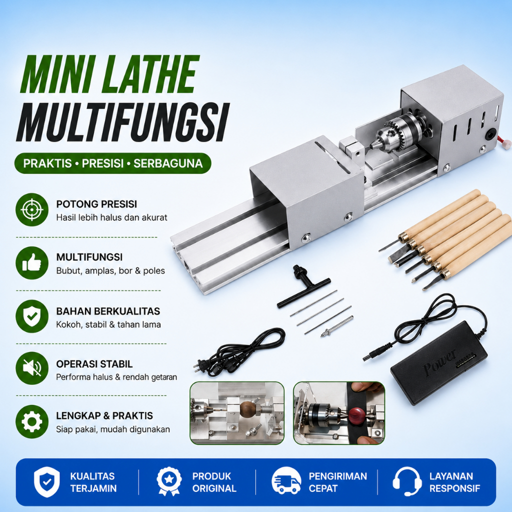 Mesin Bubut Kayu Portable Mini Lathe Pembuat Bola Tasbih Pelampung Pancing